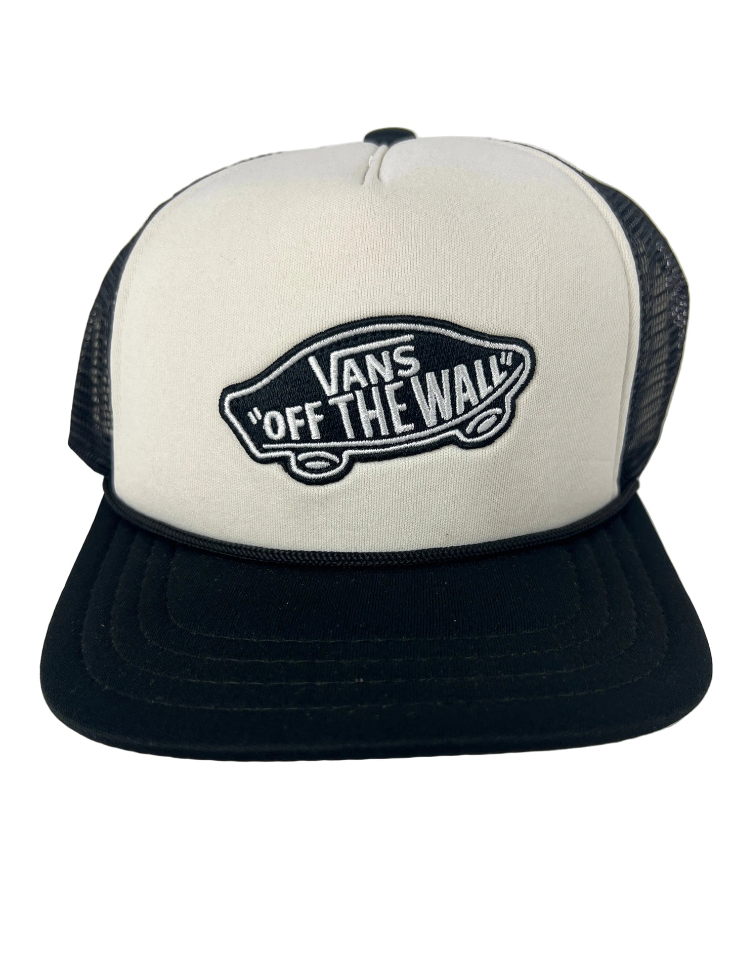 Vans Vans "Off The Wall" Skateboard Logo Black Mesh White Silver One Size Fits All Vintage Snapback Hat