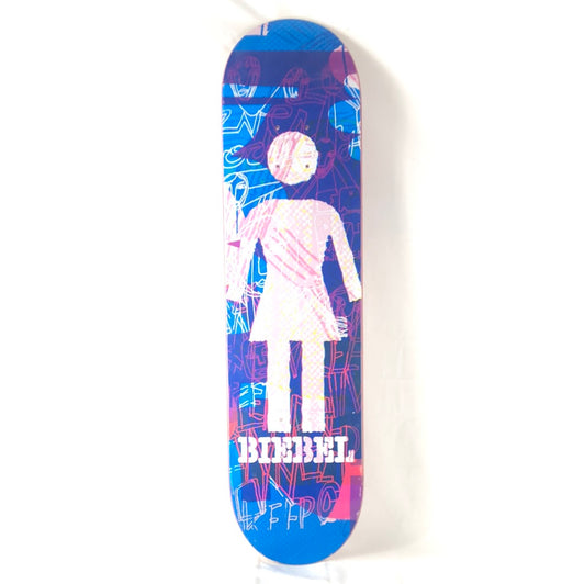 Girl Brandon Biebel Girl Logo With Faces in Background Blue/Pink/White Size 7.75 Skateboard Deck