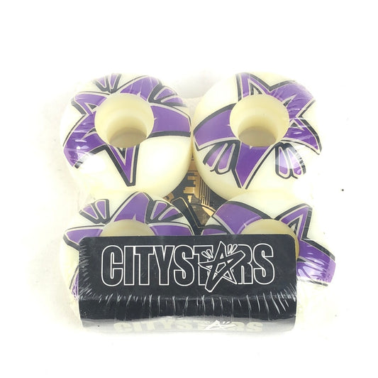 City Stars Star Logo Purple White Black 50mm 100 Durometer Skateboard Wheels