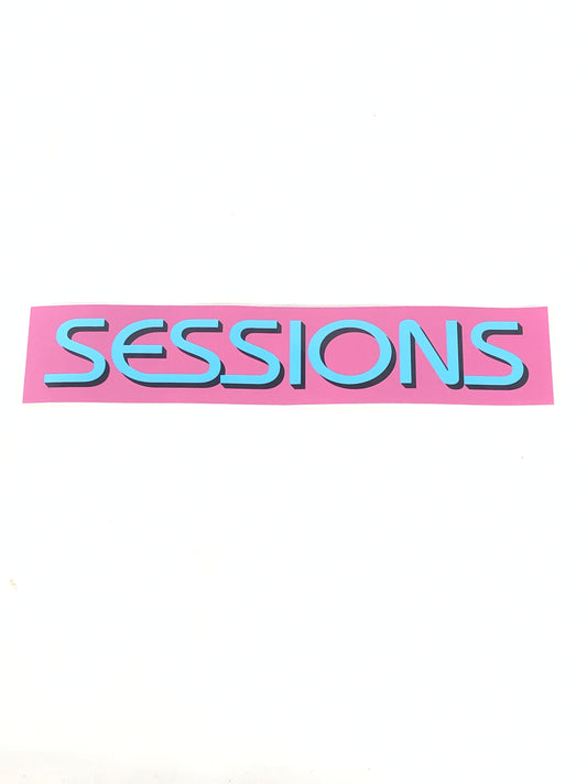 Sessions Logo Pink Blue Black 10.9" x 2.2" Sticker