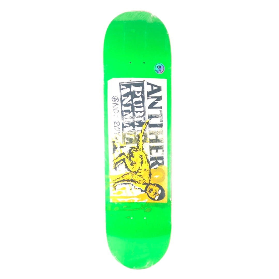 Anti Hero Andy Roy Public Animal Graphic Neon Green GG Allin Size 8.4 Skateboard Deck