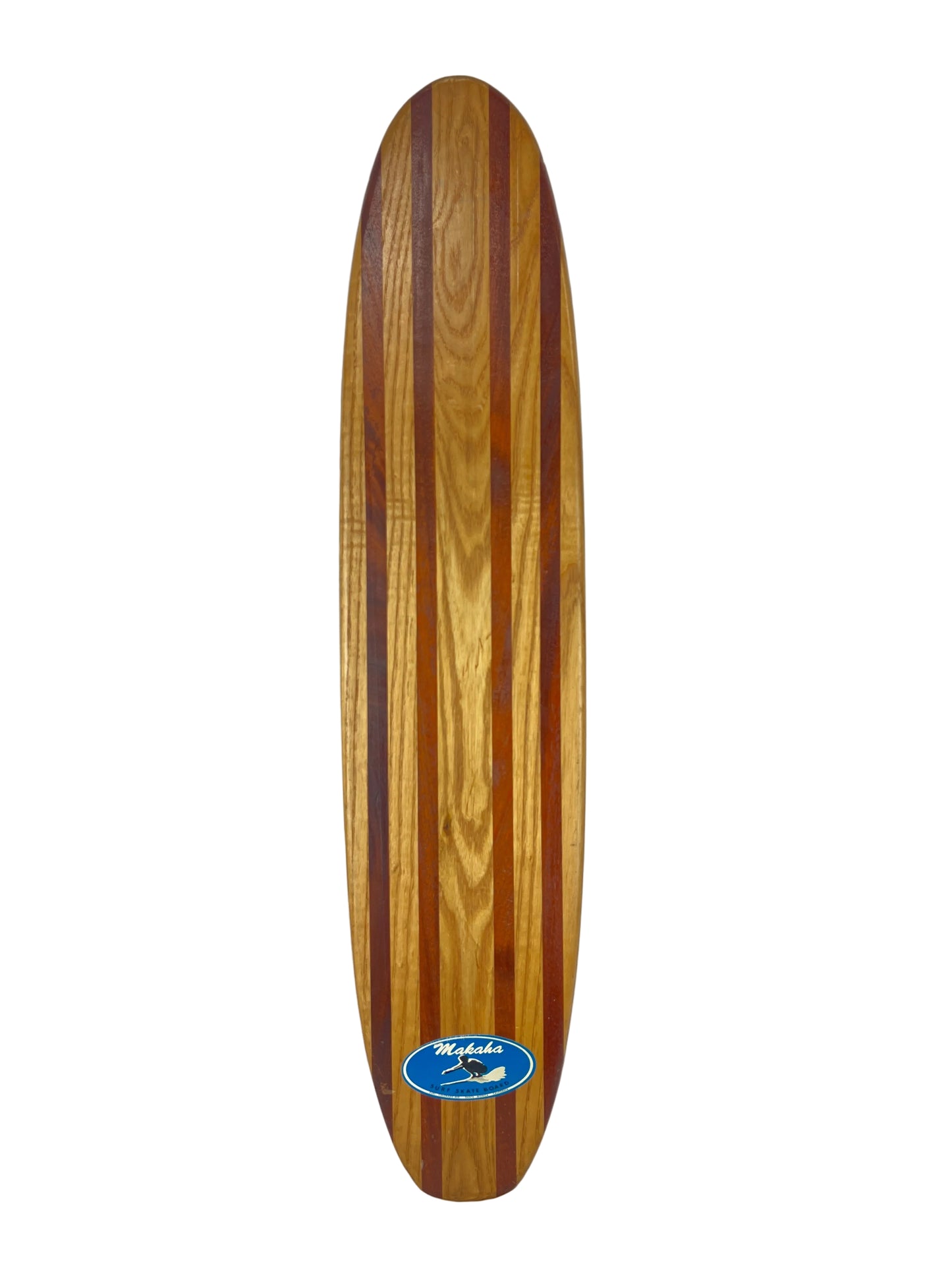 Makaha Surf Skate Board Maple Woodgrain Brown 7.375" X 33.5" Vintage Original Skateboard W Original Makaha Chicago Wheels 1960