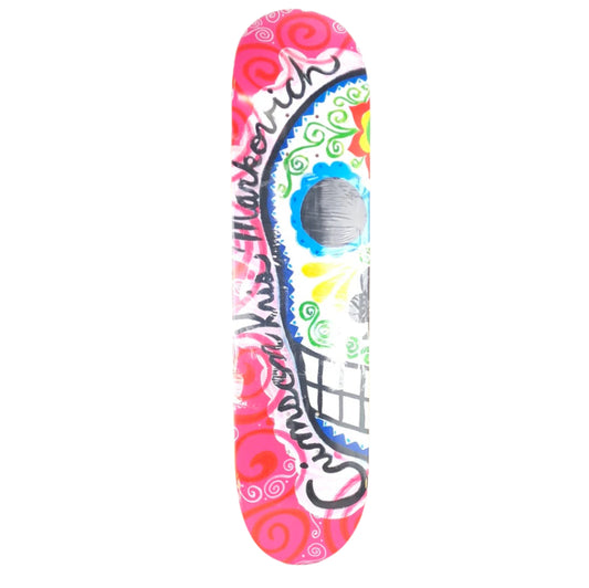 Crimson Kris Markovich Day of The Dead Skull Pink/White/Black/Multi Color Size 7.75 Skateboard Deck