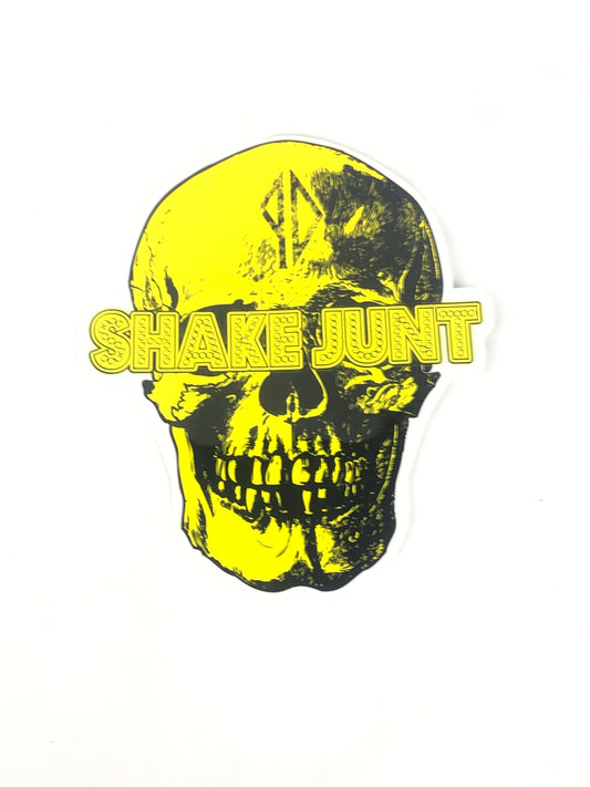 Shake Junt PD Skull Clear Yellow Black 10" x 8.5" (Large) Sticker