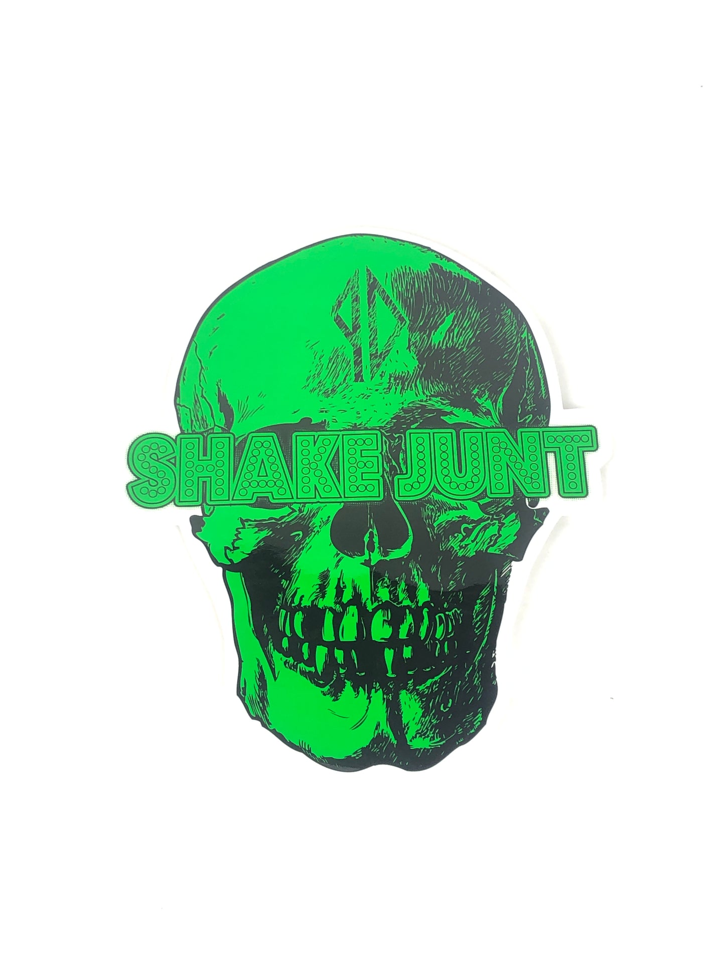 Shake Junt PD Skull Clear Green Black 10" x 8.5" (Large) Sticker