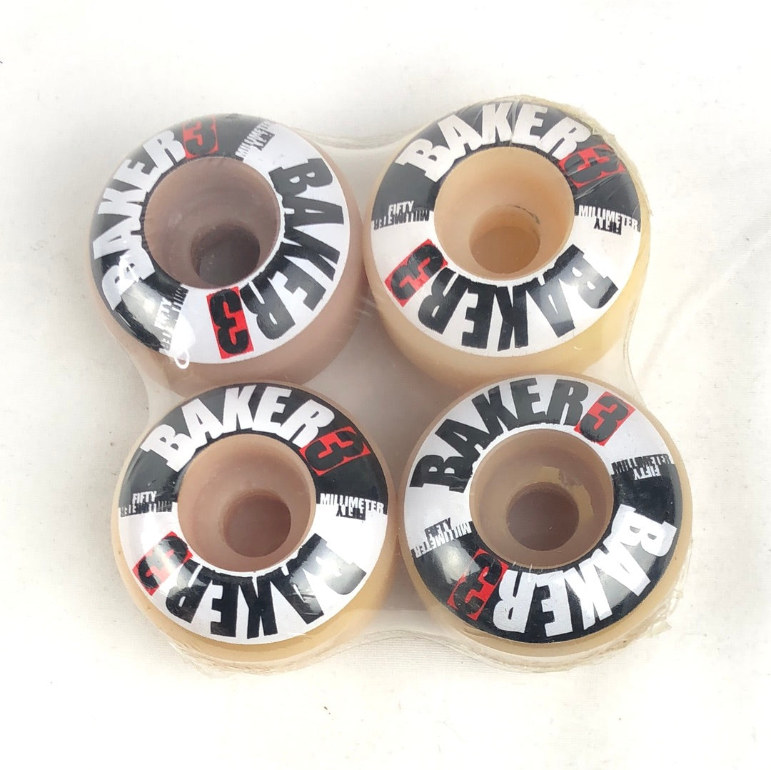 Baker Baker 3 Black White Red 50mm  NOS Skateboard Wheels