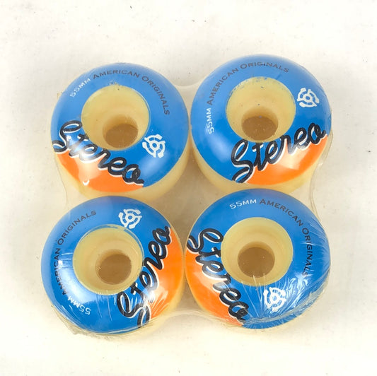 Stereo Cursive Logo Blue Orange Black White 55mm Skateboard Wheels