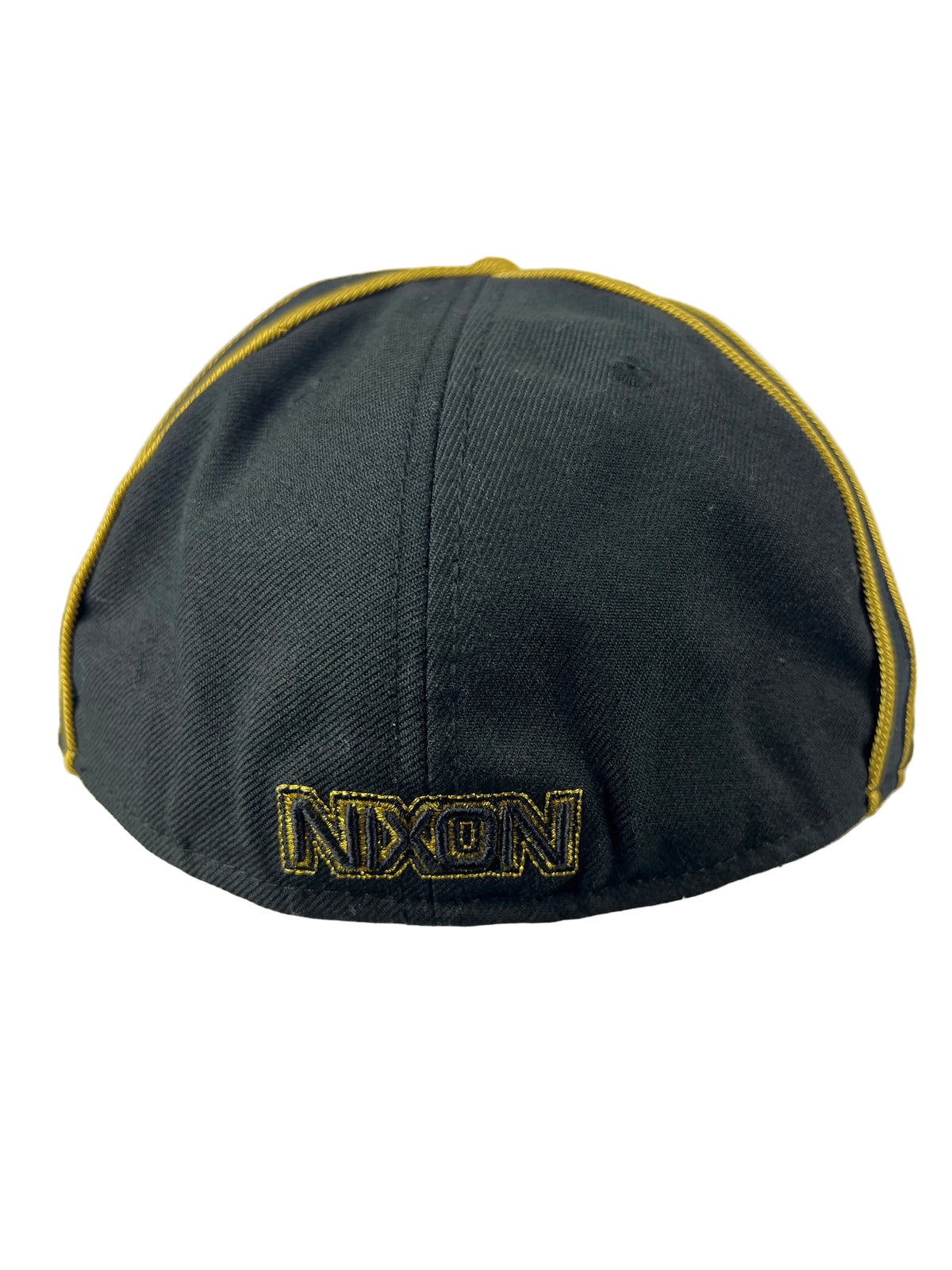 Nixon X New Era Nixon Thick Logo Gold White Black Size 7 1/4 52.7CM Vintage 59Fifty Fitted Hat