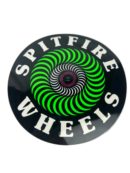 Spitfire THE END Spiral Black White Highlight Green Pink 6" X 6" Vintage NOS Sticker