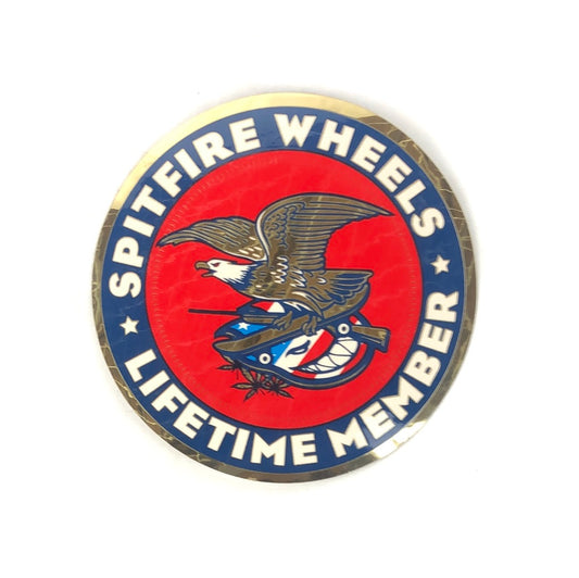 Spitfire Wheels Lifetime Member Foil Red White Blue 5" x 5" Circle Sticker