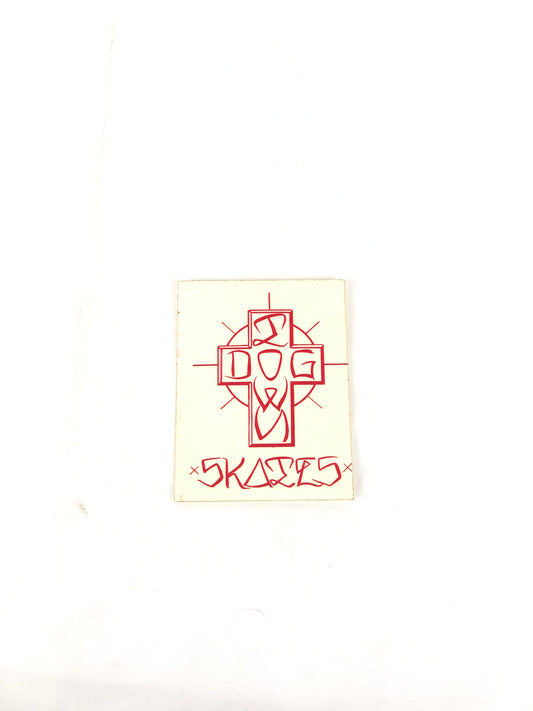 Dogtown Skates Cross Clear Red 4.1" x 3.5" Vintage NOS Sticker
