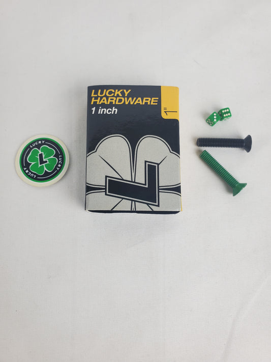 Lucky Bearings Black Green 1" Vintage NOS Phillips Hardware With Miniature Green Skate Dice And Foil Sticker