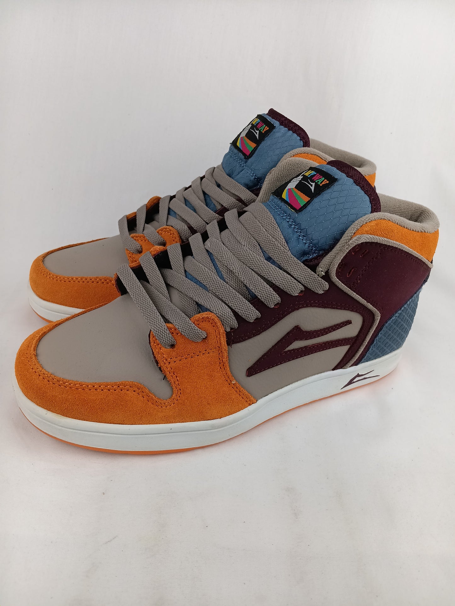 Lakai Telford High Grey Orange Leather Size 8 Shoes