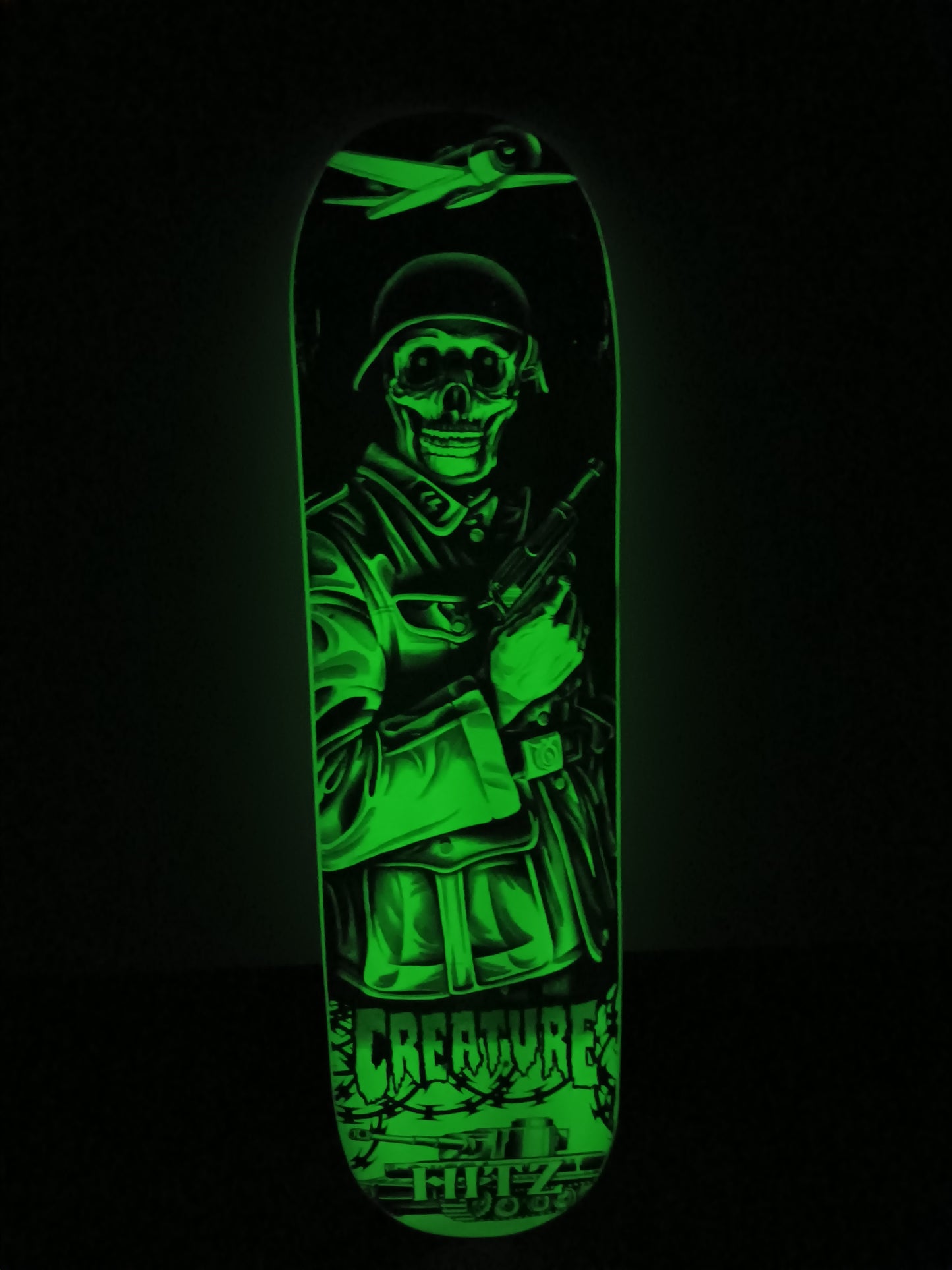 Creature Skateboards Sam Hitz Dead Soldier Glow In the Dark Series 8.25" Vintage NOS Deck