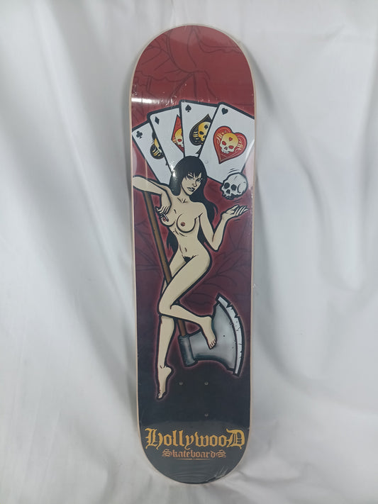 Hollywood Skateboards Dame Fate Woodgrain Red Black Size 7.5" Vintage NOS Deck