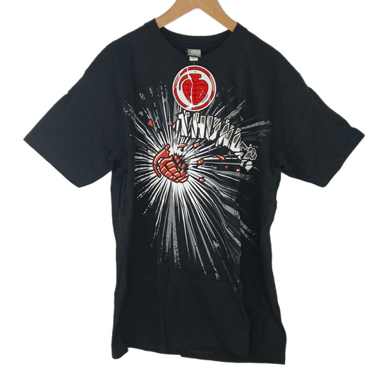 Thunder Blast Logo Black White Red Mens Size Large S/s Vintage Shirt