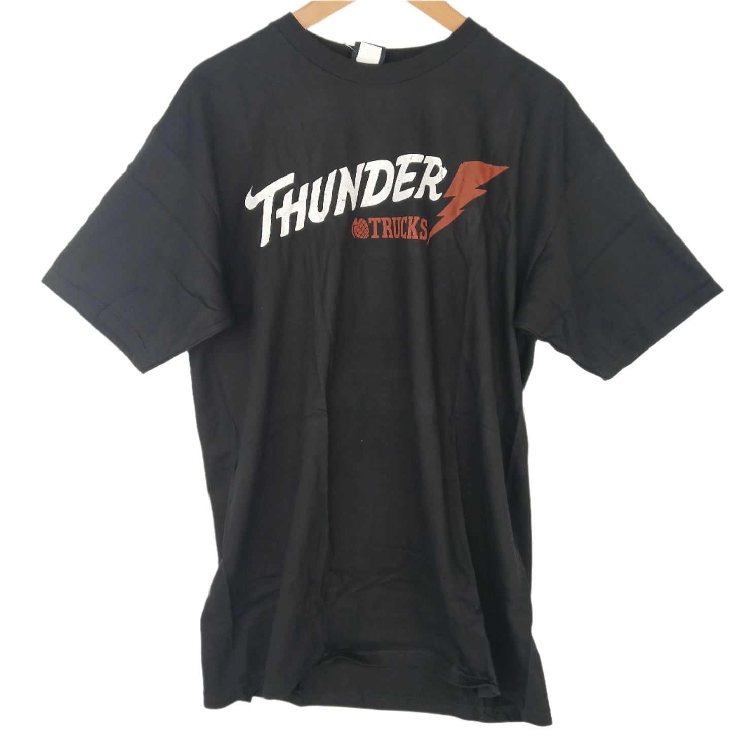 Thunder Tombstone Logo Black White Red Mens Size Large S/s Vintage Shirt