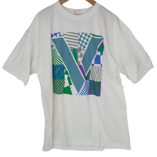 Venture Fractaled White Multi Mens Size XL S/s Vintage Shirt