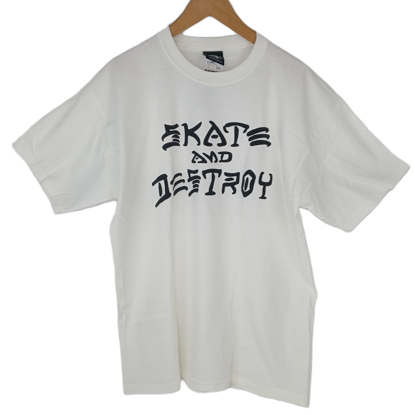 Thrasher Magazine Classic Skate And Destroy Logo Black White Mens Size Large S/s Vintage Shirt