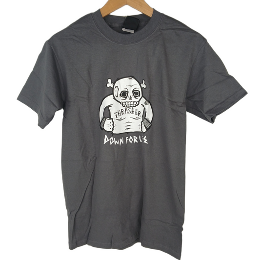 Thrasher Magazine Down For Life Sieben Graphic Grey Black White Mens Size Small S/s Vintage Shirt