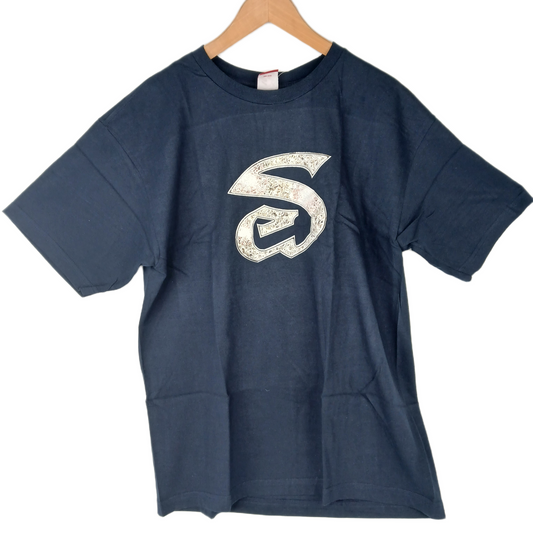 eS Illmatic Logo Navy Silver Sparkle Mens Size Large S/s Vintage Shirt