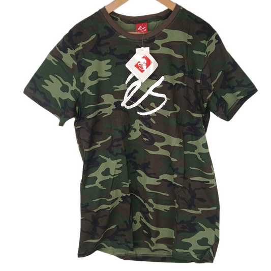 eS Camoed Camo White Mens Size Large S/s Vintage Shirt