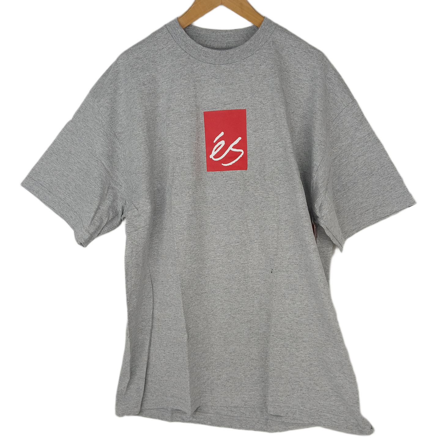 eS Mainblock Basic Heather Grey Red white Mens Size XL S/s Vintage Shirt