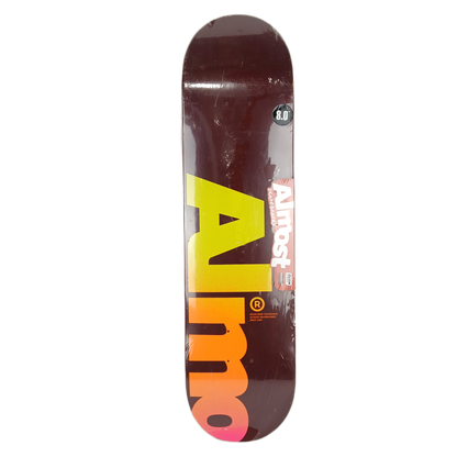 Almost Fall Off Logo Magenta Multi Size 8.0" Vintage NOS Deck