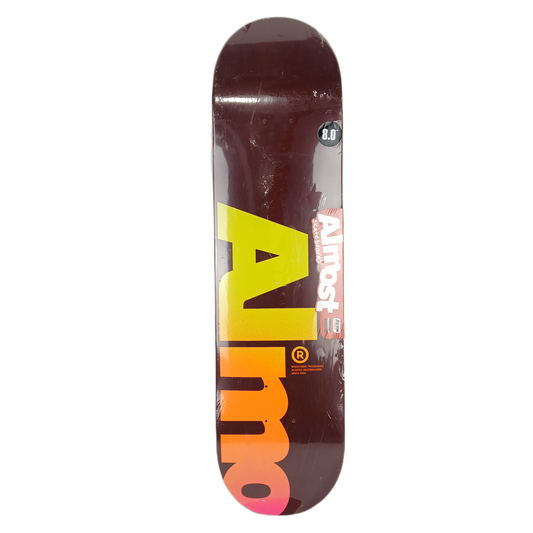 Almost Fall Off Logo Magenta Multi Size 8.0" Vintage NOS Deck