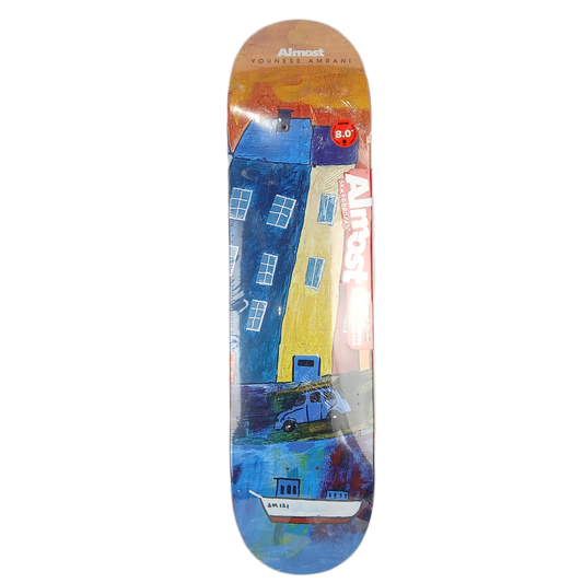 Almost Youness Amrani Watercolor Painting Blue Multi Size 8.0" Vintage NOS Deck