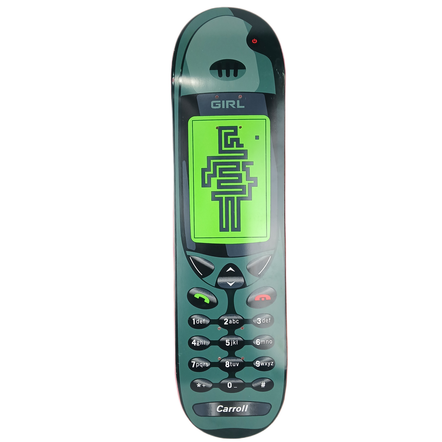 Girl Mike Carroll Cell Phone Games Green Black Olive Size 8.125" Vintage NOS Deck