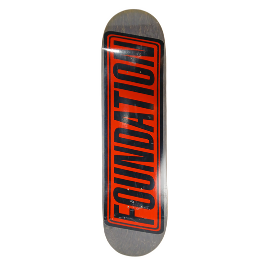 Foundation Team Bar Logo Grey Woodgrain Red Black Size 8.375" Vintage NOS Deck