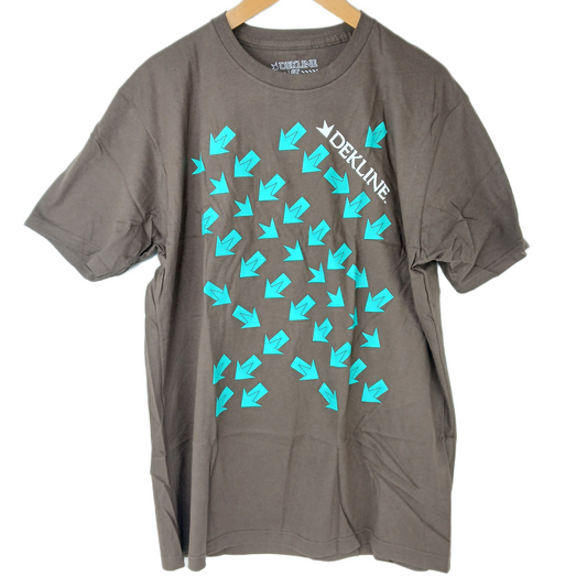 Dekline Arrows Brown White Teal Mens Size Large S/s Vintage Shirt