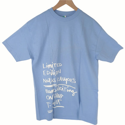 On Video Natas Kaupus Autographed Handwriting Shirt Baby Blue White Size XL Vintage Limited Edition T-Shirt
