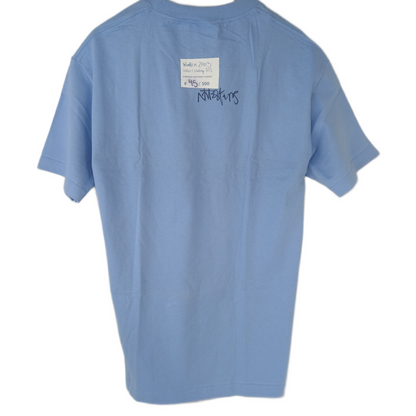 On Video Natas Kaupus Autographed Handwriting Shirt Baby Blue White Size L Vintage Limited Edition T-Shirt