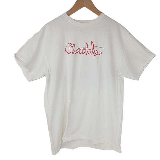 Chocolate Cursive Font White Red Size Large S/s Vintage Shirt