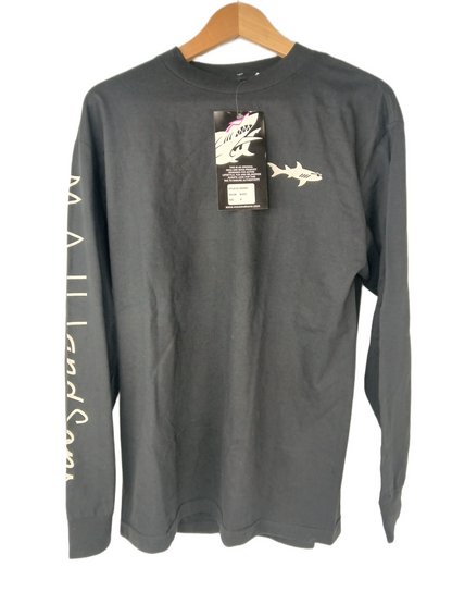 Maui And Sons Shark Chest Logo Black Size M L/s Shirt