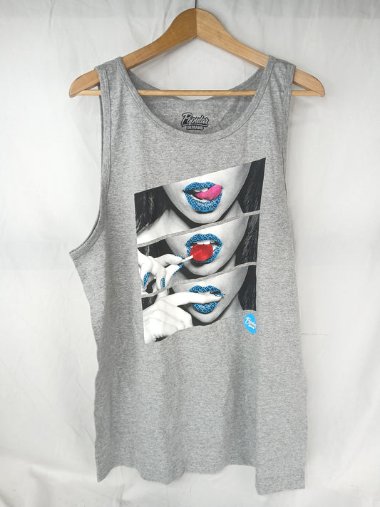 Popular Demand Lolli Pop Grey Multi Color Size L Tank Top