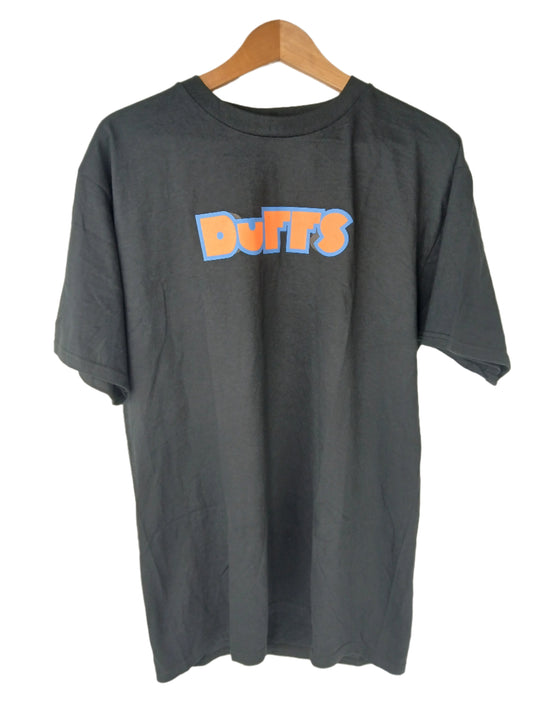 Duffs Block Letter Black Orange Blue Size L S/s Shirt