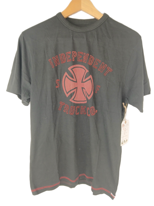 Independent Iron Cross Felt Lettering Black Size S S/s Shirt