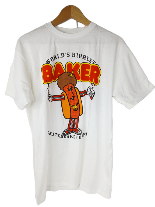 Baker World's Highest Skateboard Company Hot Dog White Red Black Multi Size M S/s Shirt