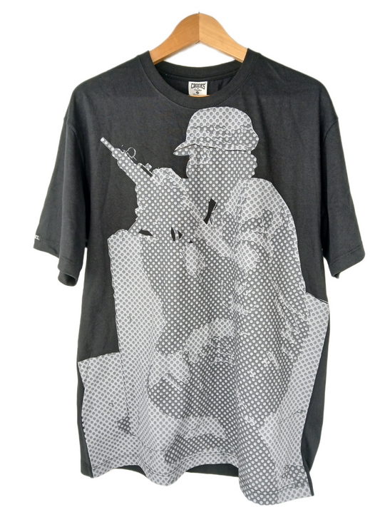 Crooks & Castles Eazy-E Ak47 Print Black Grey Dots Size L S/s Vintage Shirt