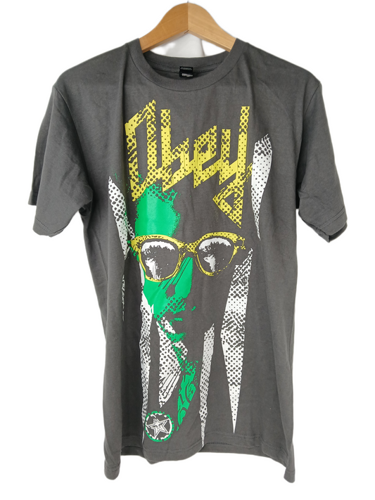 Obey Sunglasses Man Grey Green Yellow Size M S/s Vintage Shirt