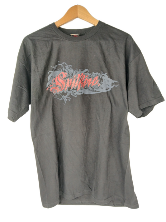 Spitfire Floral Italic Black Red Grey Size L S/s Shirt