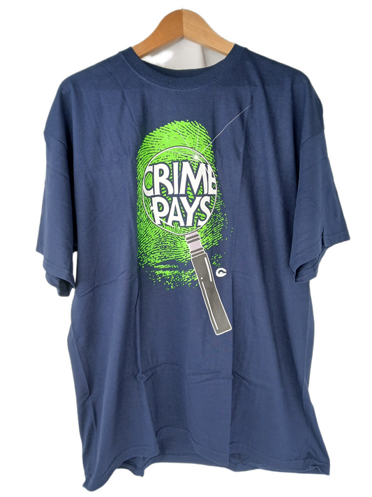 City Crime Pays Navy Green White Size XL S/s Shirt