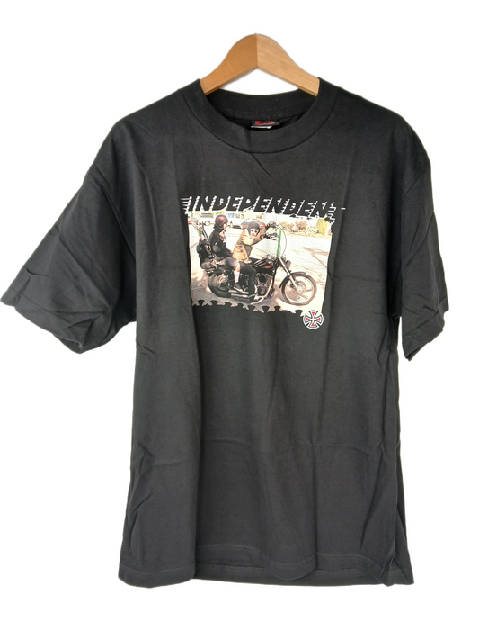 Independent Rhino Baca Slash Motorcycle Photo Black Multi Size L S/s Vintage Shirt