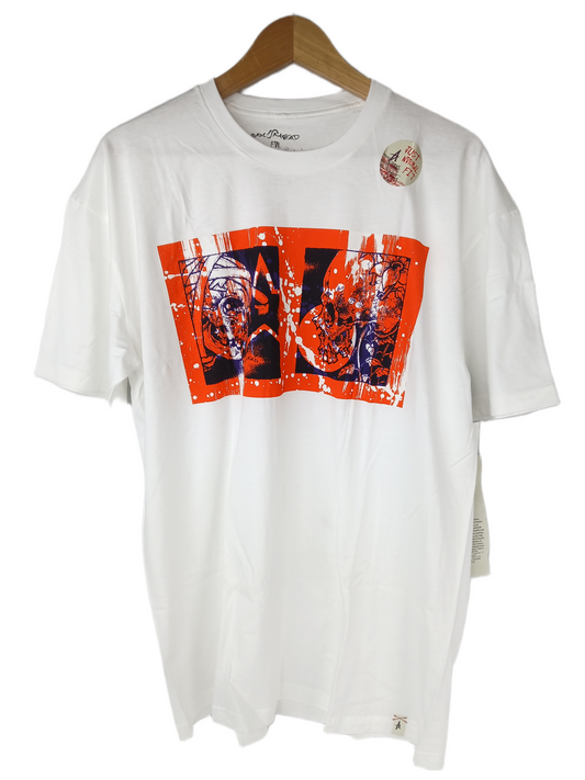 Altamont X Pushead Twin Skulls Black Orange White Size L Vintage NOS Short Sleeve Shirt