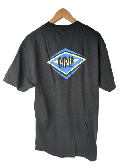 Girl Diamond Girl Text Black Blue Off White Front Back Print Size L S/s Vintage Shirt