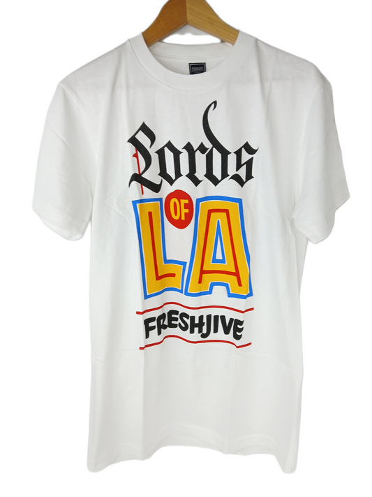 Freshjive Lords Of LA Sign White Multi Size M S/s Vintage Shirt