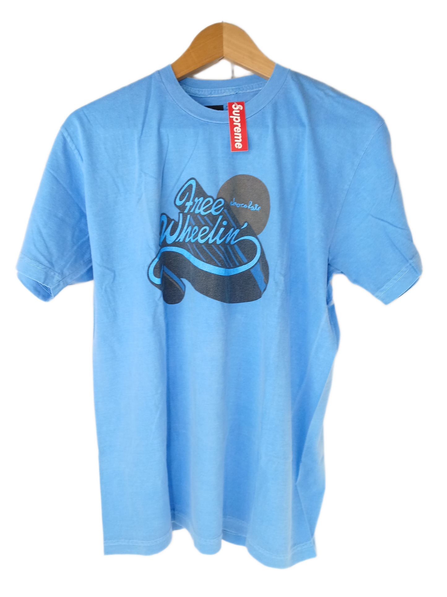 Chocolate Free Wheelin' Lt Blue Black Size M S/s Vintage Shirt